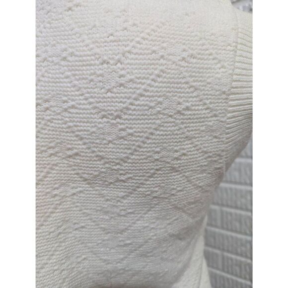 Sweet Tree Women's Vintage M Textured Acrylic Knit White 70's Sweater Vest - Picture 3 of 9